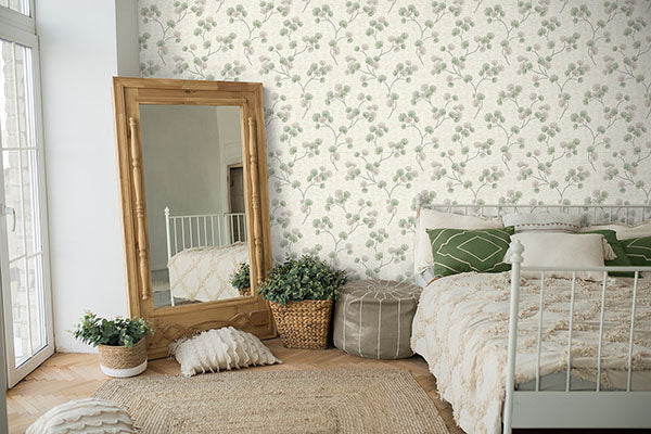 Purchase FD43310 Brewster Wallpaper, Kira Green Trail - Medley12