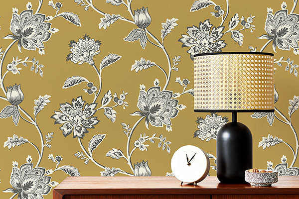 Purchase FD43450 Brewster Wallpaper, Juliette Mustard Jacobean - Medley12