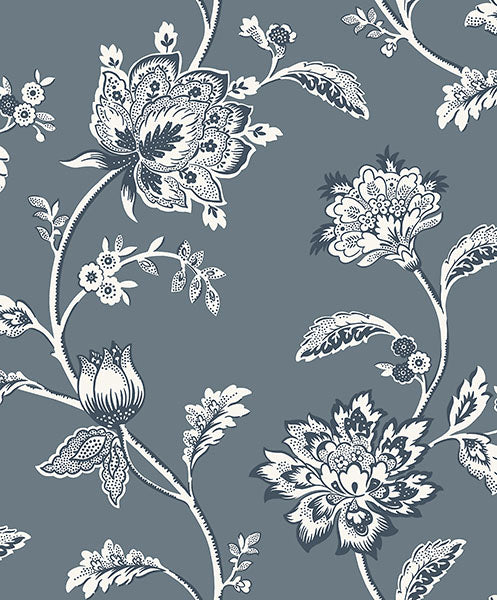 Purchase FD43453 Brewster Wallpaper, Juliette Blue Jacobean - Medley