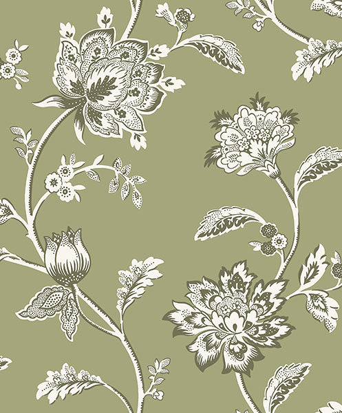 Purchase FD43454 Brewster Wallpaper, Juliette Sage Jacobean - Medley