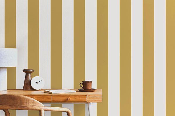 Purchase FD43455 Brewster Wallpaper, Tavish Mustard Stripe - Medley12