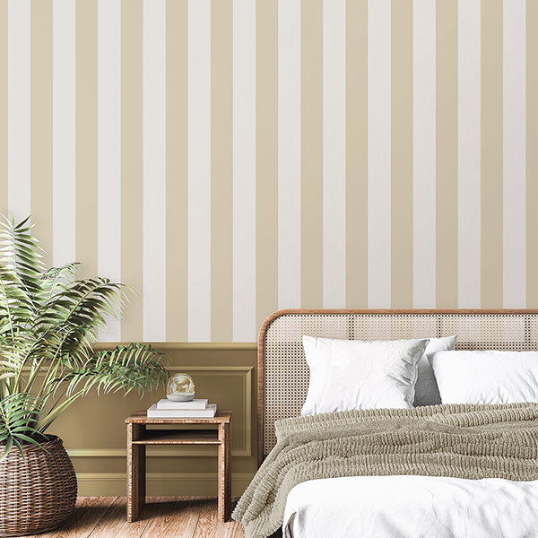 Purchase FD43457 Brewster Wallpaper, Tavish Light Yellow Stripe - Medley1