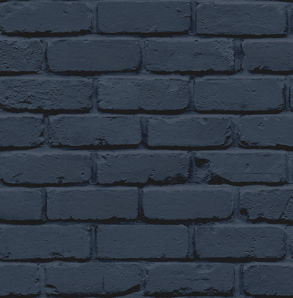 Purchase FD43602 Brewster Wallpaper, Alpin Navy Painted Brick - Medley