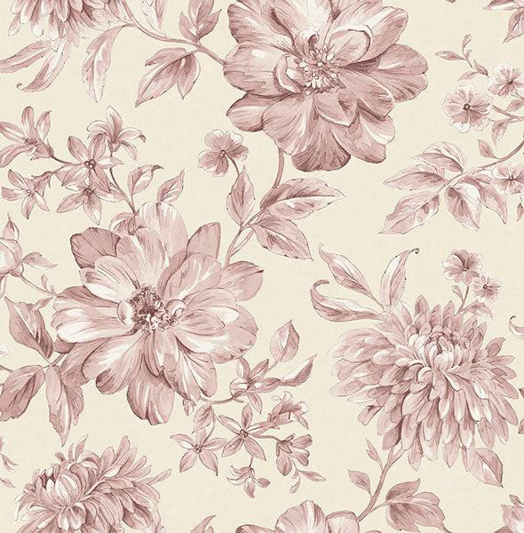 Purchase FD43609 Brewster Wallpaper, Gabriela Pink Floral - Medley