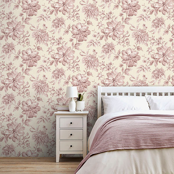 Purchase FD43609 Brewster Wallpaper, Gabriela Pink Floral - Medley1