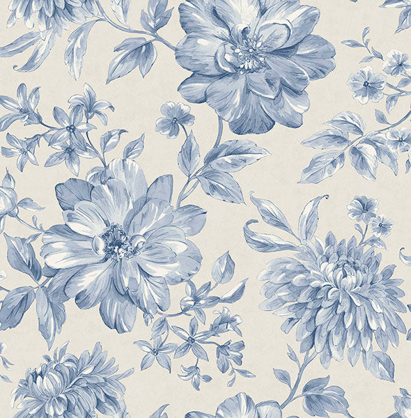 Purchase FD43610 Brewster Wallpaper, Gabriela Blue Floral - Medley