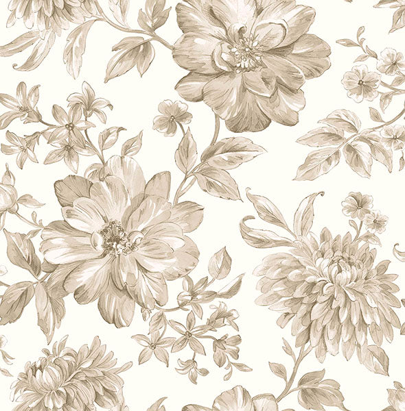 Purchase FD43611 Brewster Wallpaper, Gabriela Neutral Floral - Medley