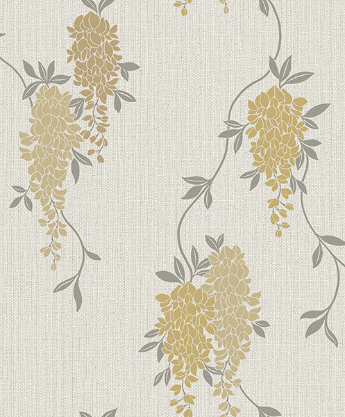 Purchase FD43672 Brewster Wallpaper, Aisla Yellow Wisteria - Medley