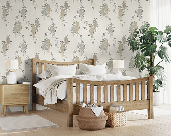 Purchase FD43673 Brewster Wallpaper, Aisla Neutral Wisteria - Medley1