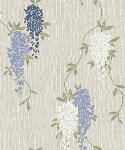 Purchase FD43674 Brewster Wallpaper, Aisla Blue Wisteria - Medley