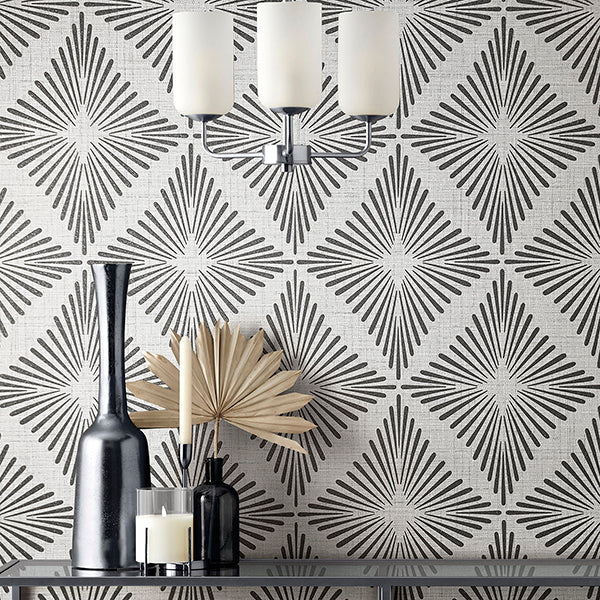 Purchase FD43747 Brewster Wallpaper, Denver Dark Grey Starburst - Medley1