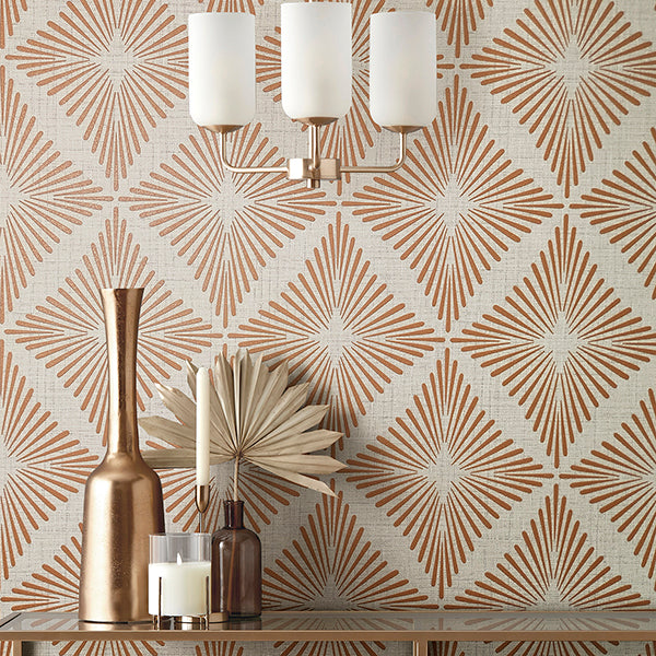 Purchase FD43748 Brewster Wallpaper, Denver Rust Starburst - Medley1