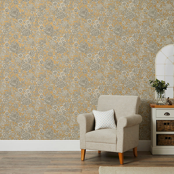 Purchase FD43776 Brewster Wallpaper, Hedgerow Honey Floral Trails - Medley1