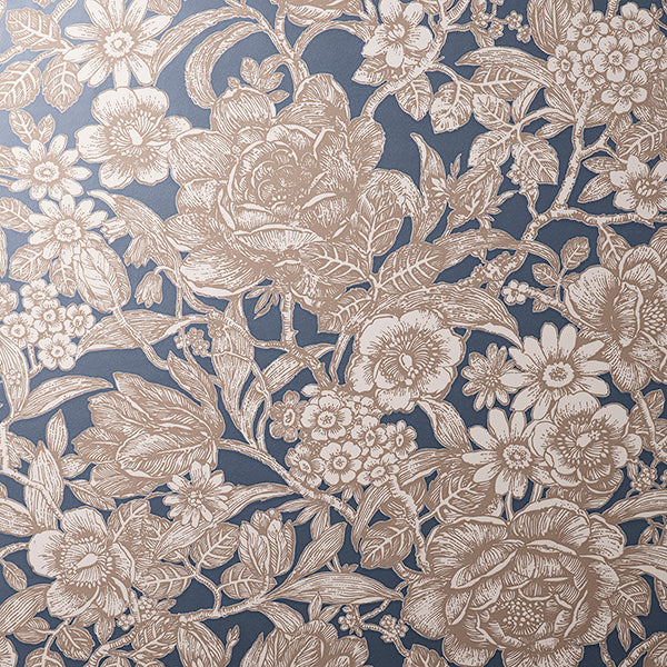 Purchase FD43778 Brewster Wallpaper, Hedgerow Navy Floral Trails - Medley