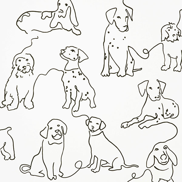 Purchase FD43783 Brewster Wallpaper, Ansel Black Dog Sketches - Medley