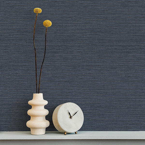Purchase FD43787 Brewster Wallpaper, Miya Dark Blue Faux Grasscloth - Medley1