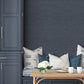 Purchase FD43787 Brewster Wallpaper, Miya Dark Blue Faux Grasscloth - Medley12