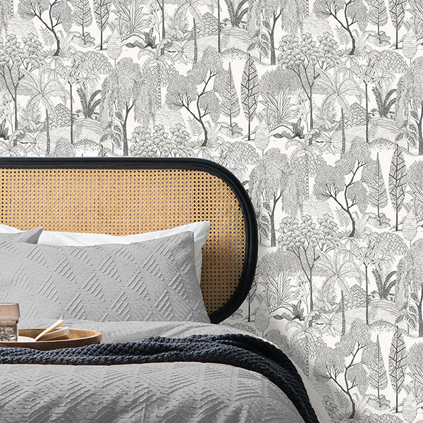 Purchase FD43793 Brewster Wallpaper, Lilou White Tropical Island - Medley1