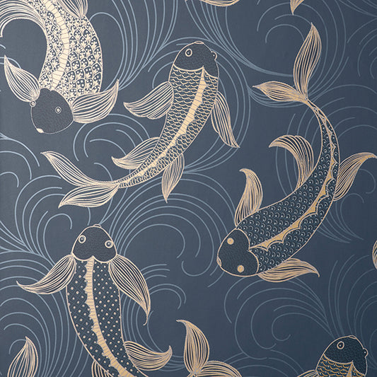 Purchase FD43797 Brewster Wallpaper, Dashiell Navy Decorative Fish - Medley