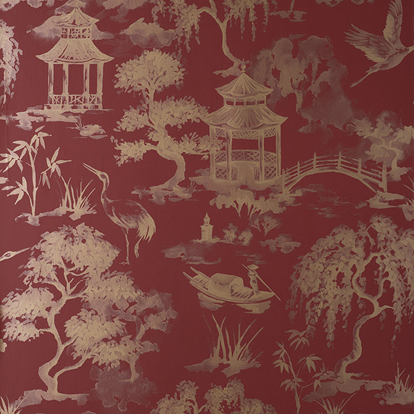 Purchase FD43798 Brewster Wallpaper, Nikolai Ruby Chinoiserie - Medley