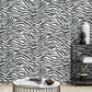 Purchase FD43801 Brewster Wallpaper, Shoshana Black Modern Zebra - Medley12