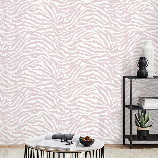 Purchase FD43802 Brewster Wallpaper, Shoshana Pink Modern Zebra - Medley1
