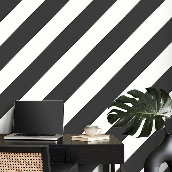Purchase FD43804 Brewster Wallpaper, Zander Black Modern Diagonal - Medley1