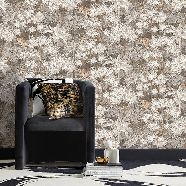 Purchase FD43815 Brewster Wallpaper, Kamali Neutral Leopard Trees - Medley1
