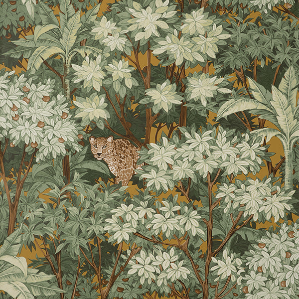 Purchase FD43816 Brewster Wallpaper, Kamali Moss Leopard Trees - Medley
