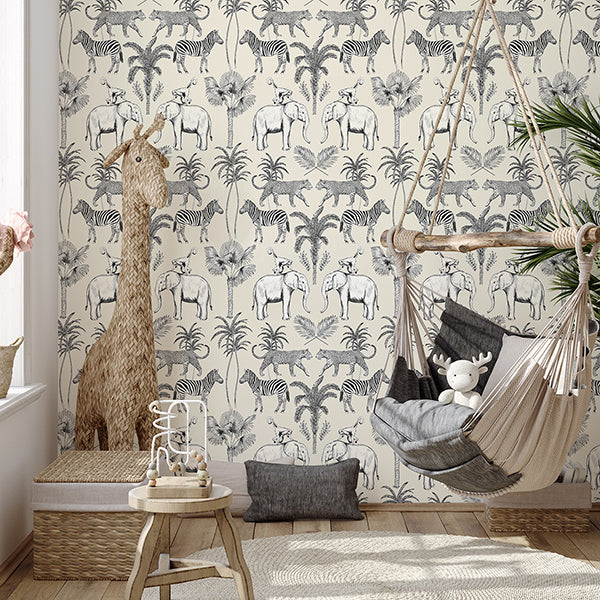 Purchase FD43817 Brewster Wallpaper, Nauman Eggshell Safari Walk - Medley12