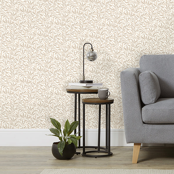 Purchase FD43824 Brewster Wallpaper, Rabanne Neutral Ditsy Leaves - Medley12