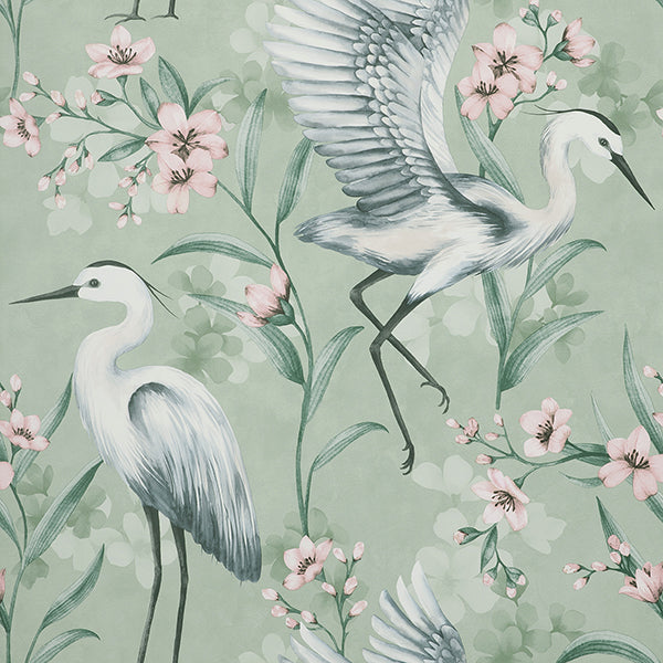Purchase FD43826 Brewster Wallpaper, Simonetta Seafoam Heron - Medley
