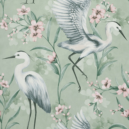 Purchase FD43826 Brewster Wallpaper, Simonetta Seafoam Heron - Medley