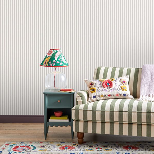 Purchase FD43827 Brewster Wallpaper, Chirico Lavender Ticking Stripe - Medley