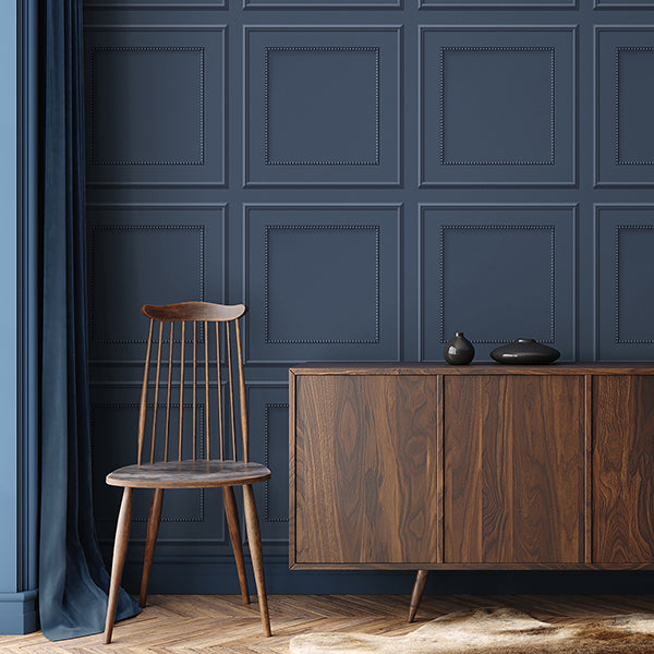 Purchase FD43829 Brewster Wallpaper, Cezanne Dark Blue Beaded Panel - Medley1