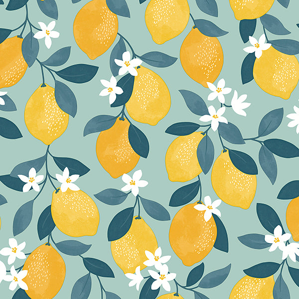 Purchase FD43837 Brewster Wallpaper, Inigo Seafoam Sicily Fruits - Medley