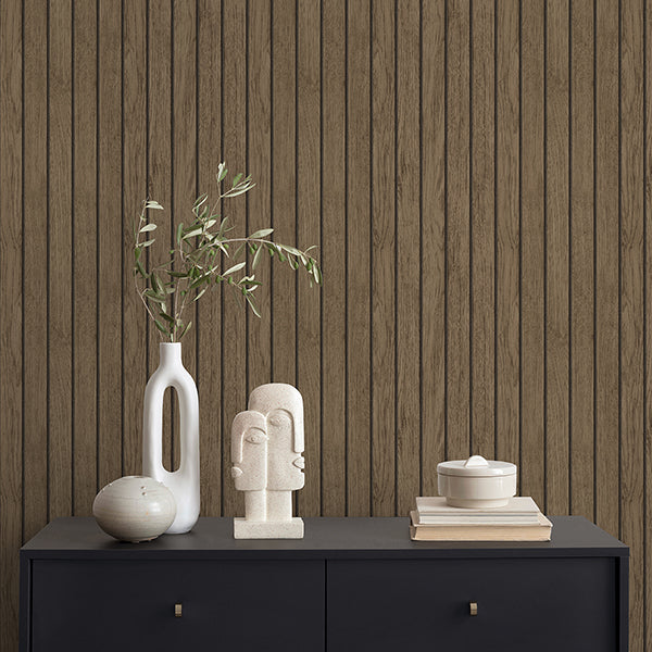 Purchase FD43842 Brewster Wallpaper, Manolo Brown Wooden Slat - Medley1