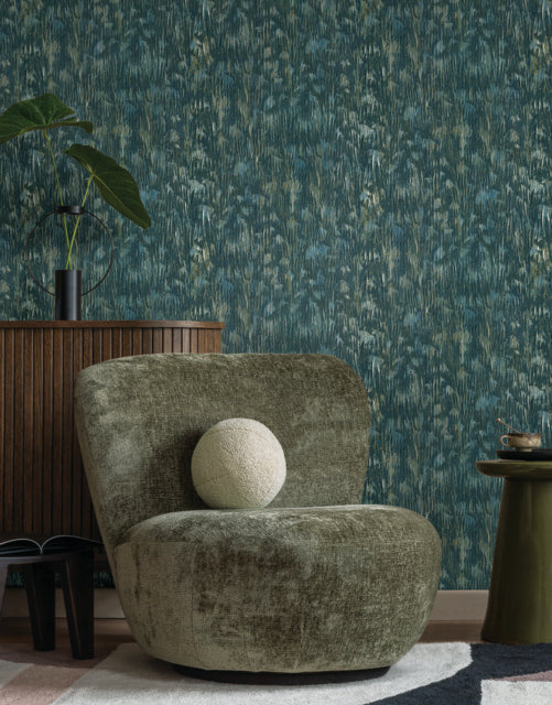 Purchase Fm1001 | Formations, Gilded Plume Teal - York Wallpaper