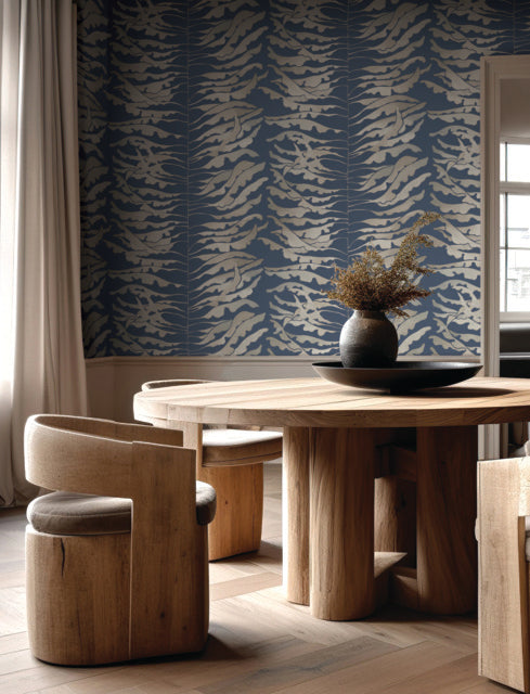 Purchase Fm1043 | Formations, Leaf Column Navy - York Wallpaper