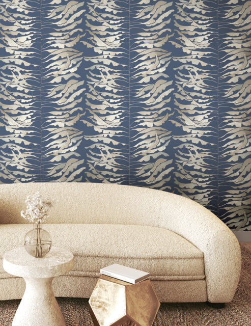 Purchase Fm1043 | Formations, Leaf Column Navy - York Wallpaper