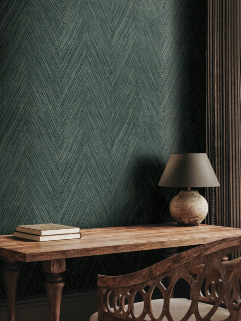 Purchase Fm1054 | Formations, Thatched Chevron Bottle Green - York Wallpaper