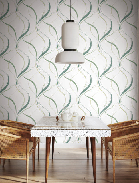 Purchase Fm1095 | Formations, Ink Flow Green - York Wallpaper