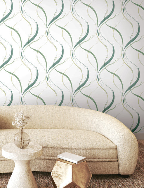 Purchase Fm1095 | Formations, Ink Flow Green - York Wallpaper