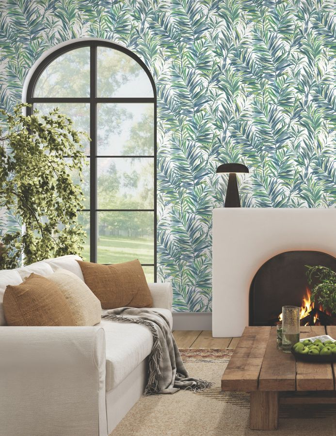 Purchase Gn2544 | Woodnote, Swaying Palms Green & Blue - York Wallpaper
