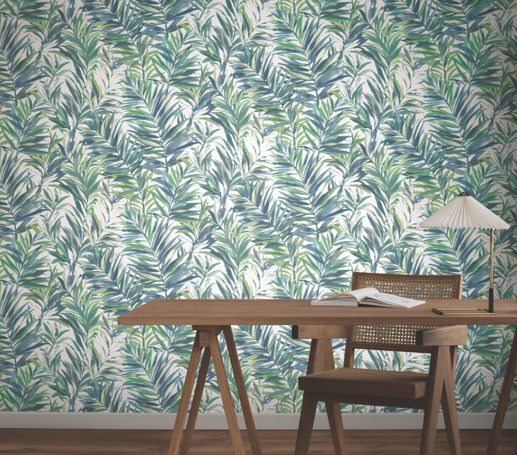 Purchase Gn2544 | Woodnote, Swaying Palms Green & Blue - York Wallpaper