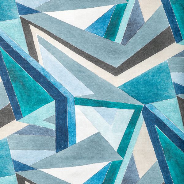 Sample - Gwf-3772.355.0 | Roulade Print, Navy/Teal - Lee Jofa Modern Fabric