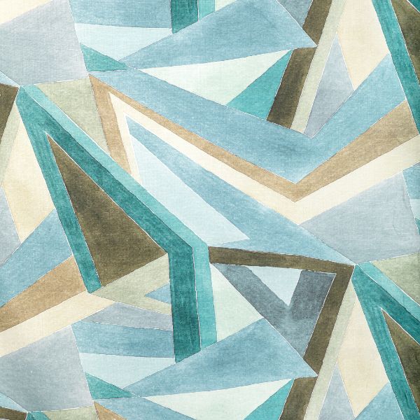 Sample - Gwf-3772.635.0 | Roulade Print, Aqua/Dune - Lee Jofa Modern Fabric