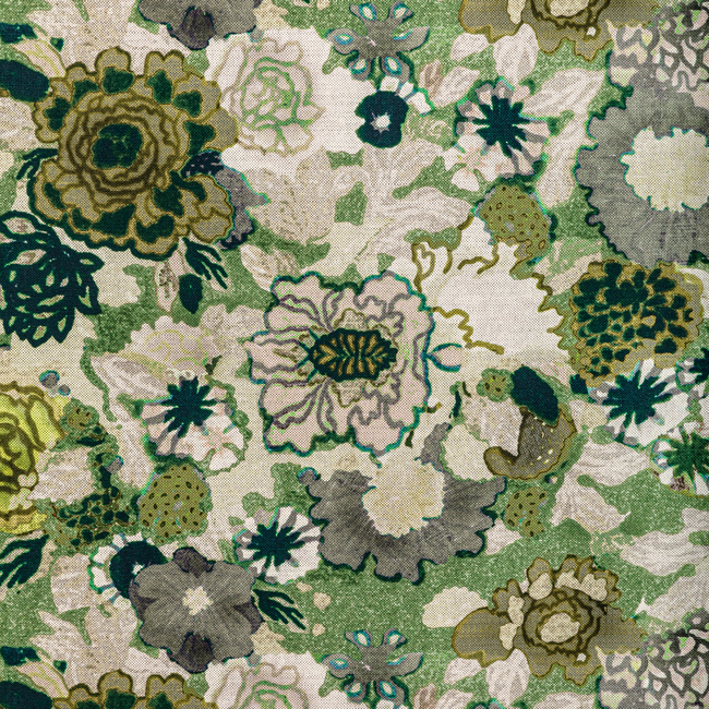 Sample - Gwf-3774.311.0 | Arioso Print, Stone/Jade - Lee Jofa Modern Fabric