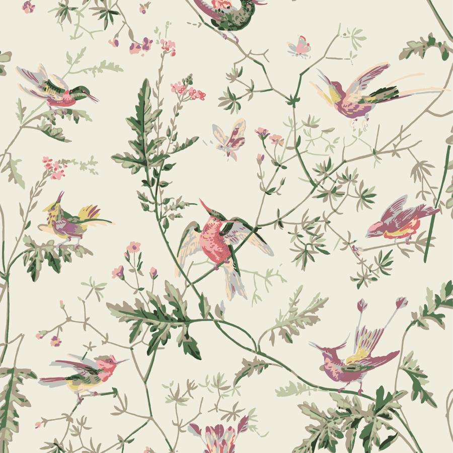 Sample - F62/1001 | Hummingbirds Cotton Print, Cole and Son Contemporary Fabrics - Cole and Son Fabric - F62/1001.Cs.0