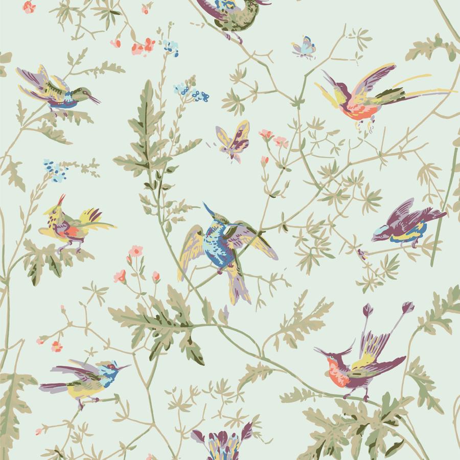 Purchase F62/1004 Hummingbirds Cotton Print, Cole and Son Contemporary Fabrics - Cole and Son Fabric - F62/1004.Cs.0